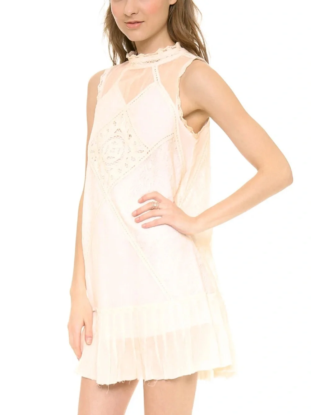 Free People Cream AngelLace Halter Mini Dress Size XS
